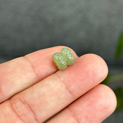 Natural Green Hetian Nephrite Jade Double Lotus Charm