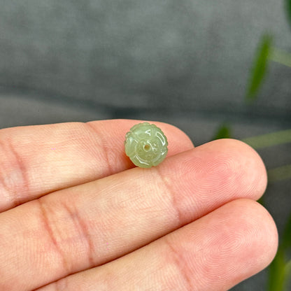 Natural Green Hetian Nephrite Jade Double Lotus Charm