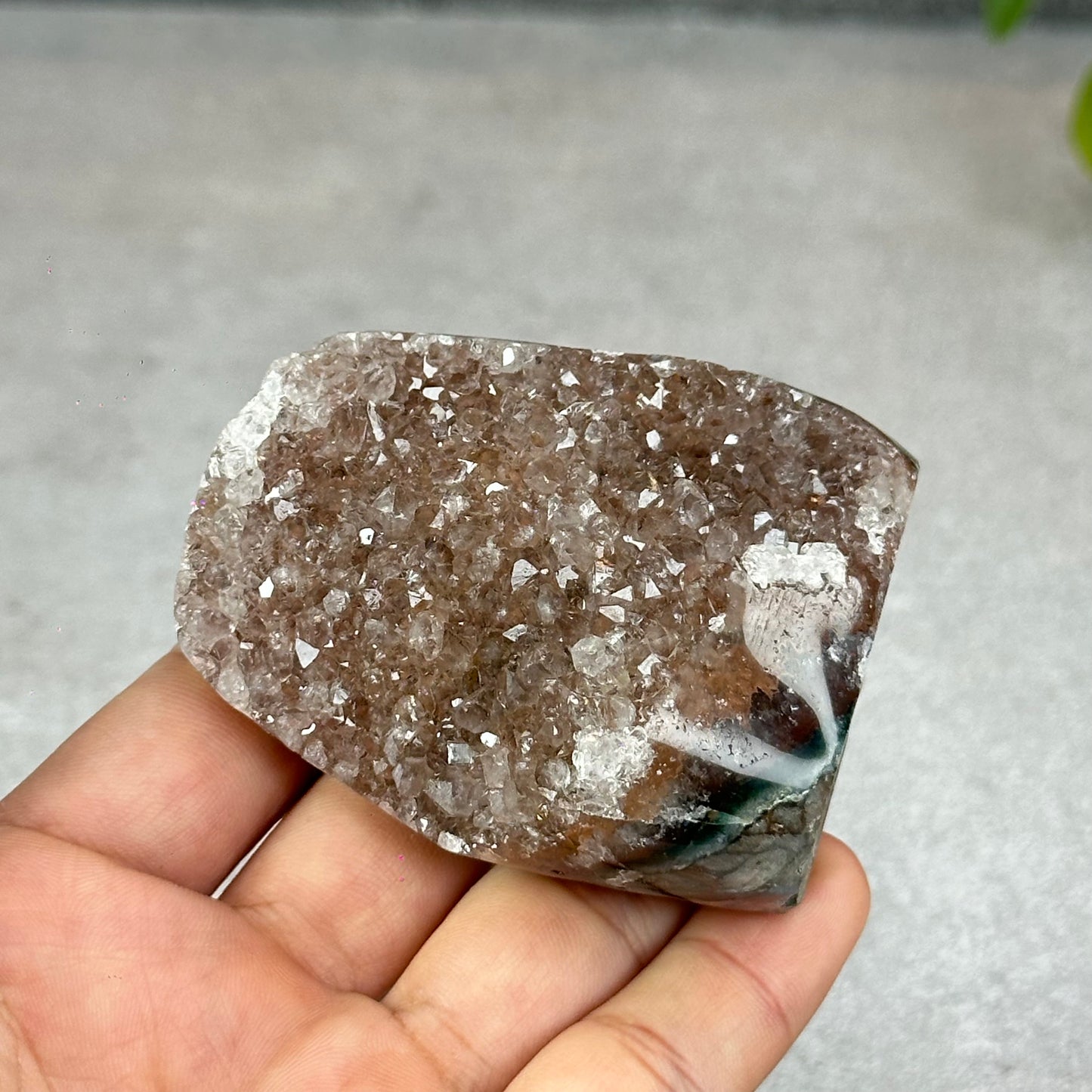 Polished Natural  Bi-Colour Amethyst Cut Base