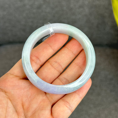 Natural Purple Light Green Jadeite Jade Bangle Leaf Style Size 57 mm