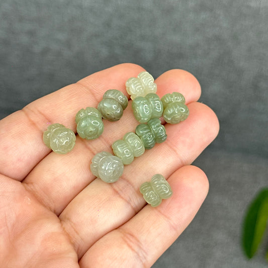 Natural Green Hetian Nephrite Jade Double Lotus Charm