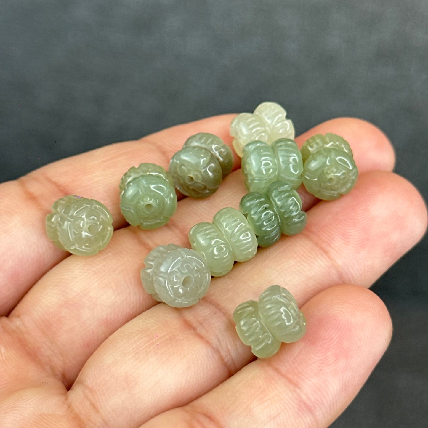 Natural Green Hetian Nephrite Jade Double Lotus Charm