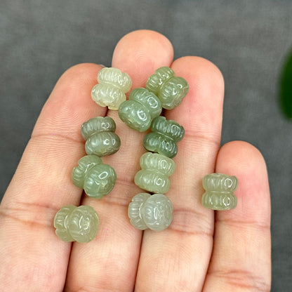 Natural Green Hetian Nephrite Jade Double Lotus Charm