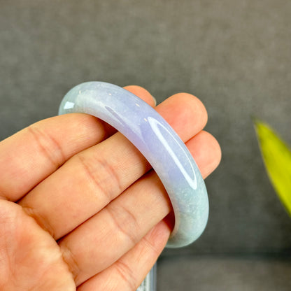 Natural Purple Light Green Jadeite Jade Bangle Leaf Style Size 57 mm