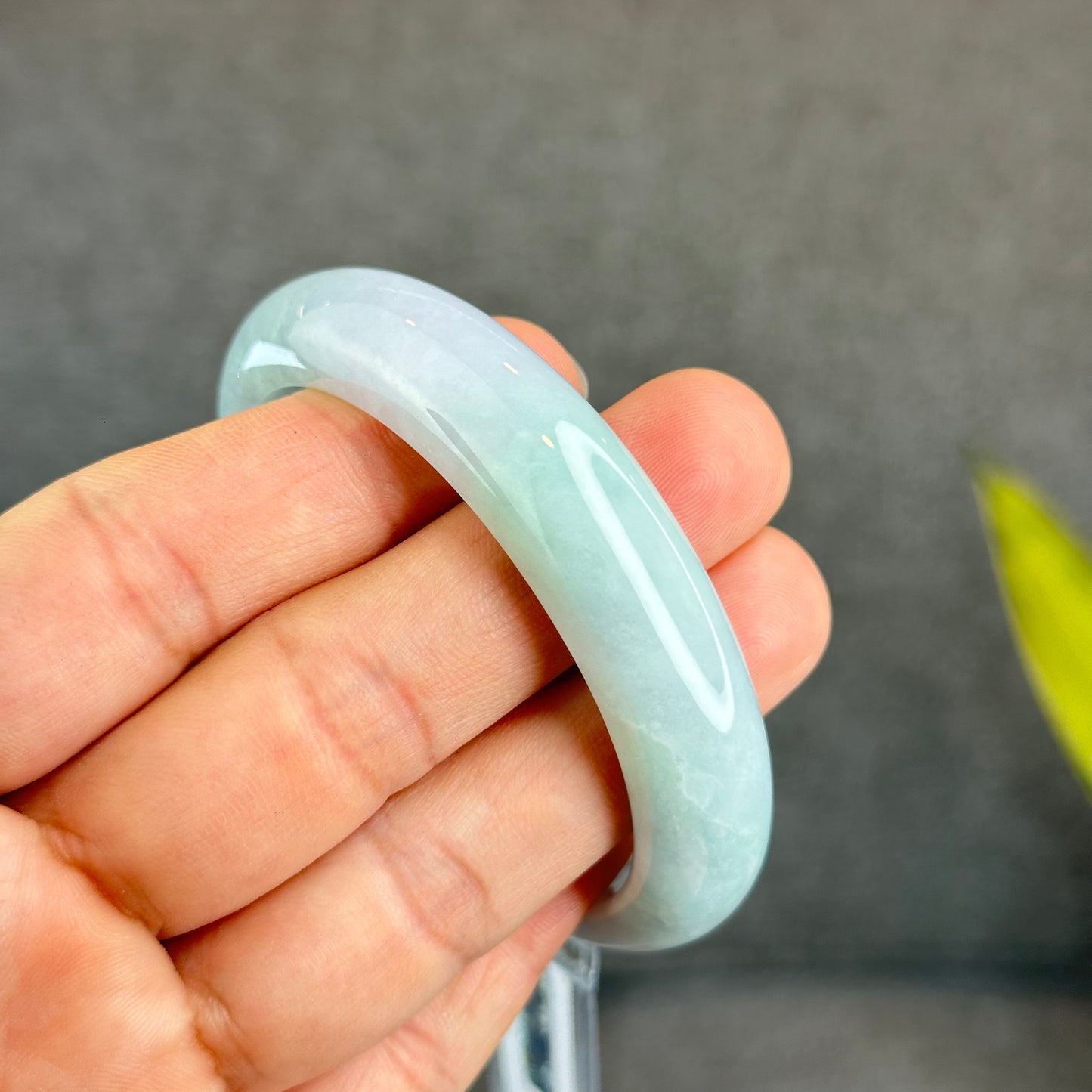 Natural Purple Light Green Jadeite Jade Bangle Leaf Style Size 57 mm