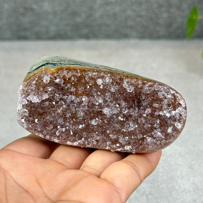 Polished Natural  Bi-Colour Amethyst Cut Base