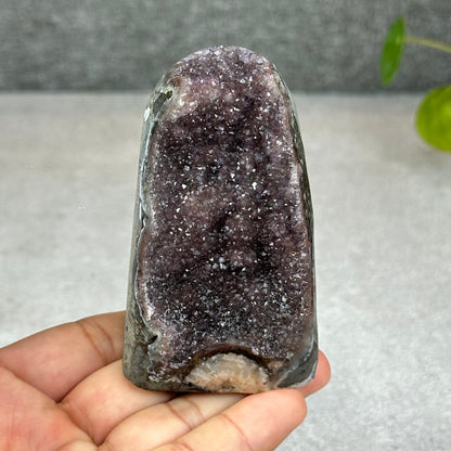 Polished Natural  Bi-Colour Amethyst Cut Base