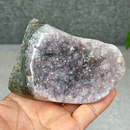 Polished Natural  Bi-Colour Amethyst Cut Base