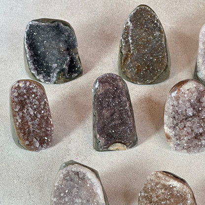 Polished Natural  Bi-Colour Amethyst Cut Base