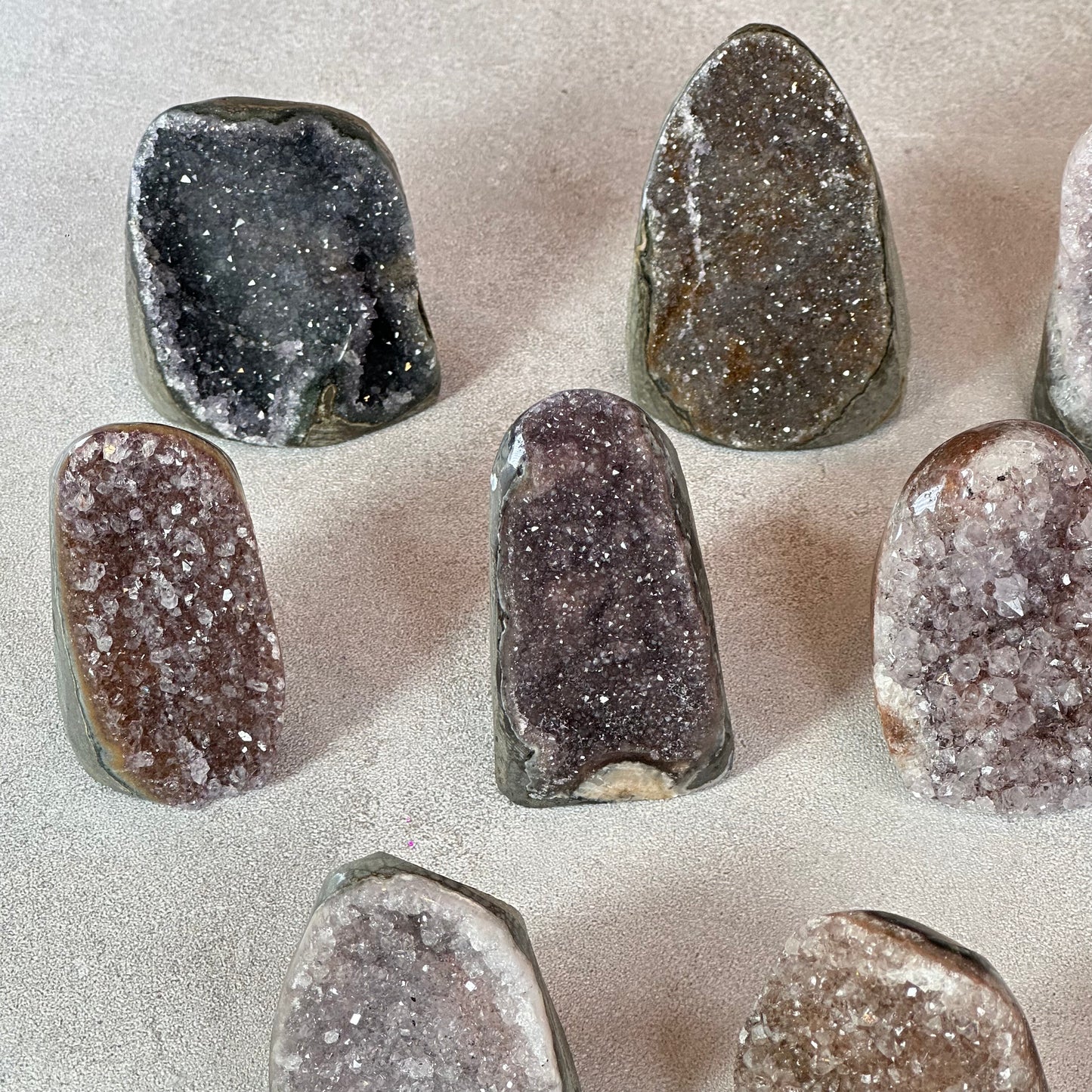 Polished Natural  Bi-Colour Amethyst Cut Base