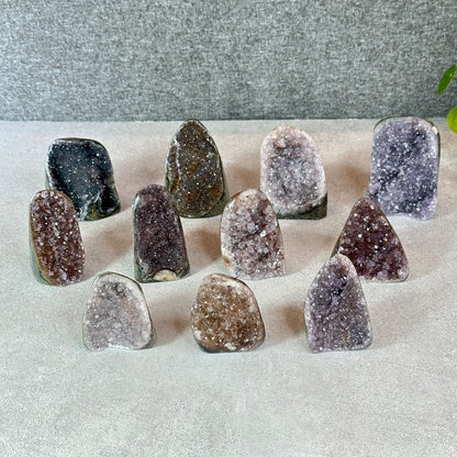 Polished Natural  Bi-Colour Amethyst Cut Base
