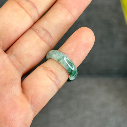 Natural Dark Floating Floral Moss Green Translucent Jadeite Jade Type A Ring Leaf Style Size 1.6