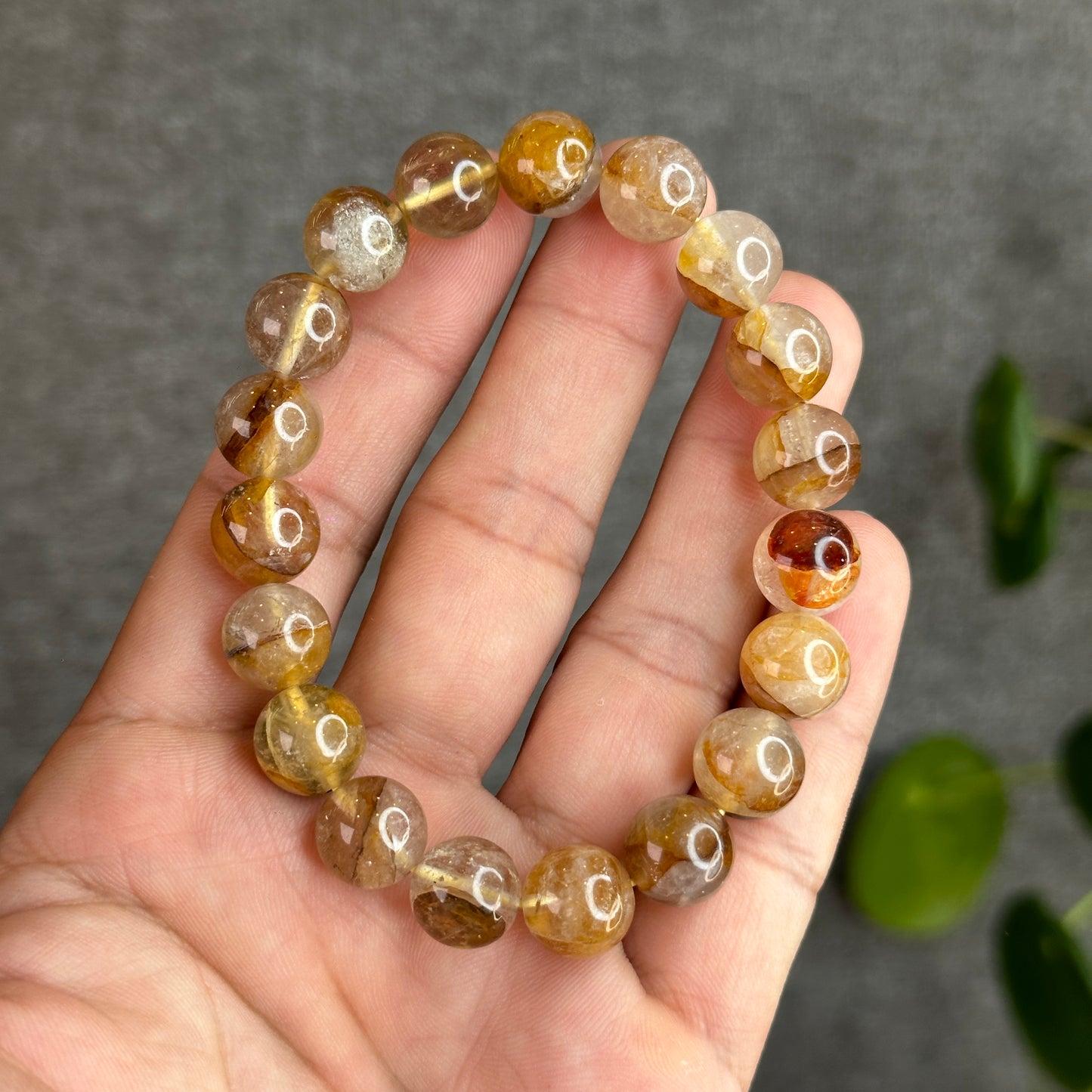 Fire Quartz with Golden Healer Bracelet Size 10.5 mm