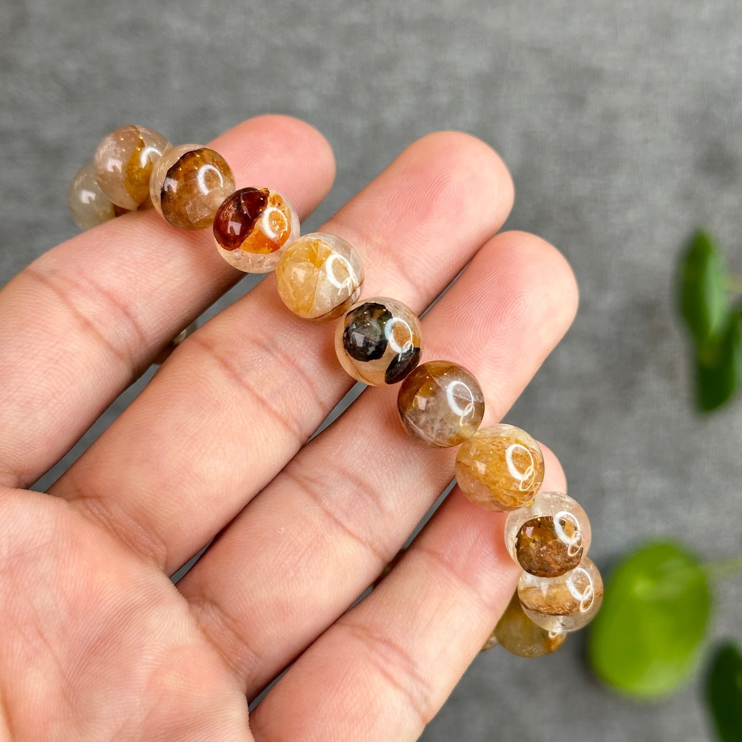 Fire Quartz with Golden Healer Bracelet Size 10.5 mm