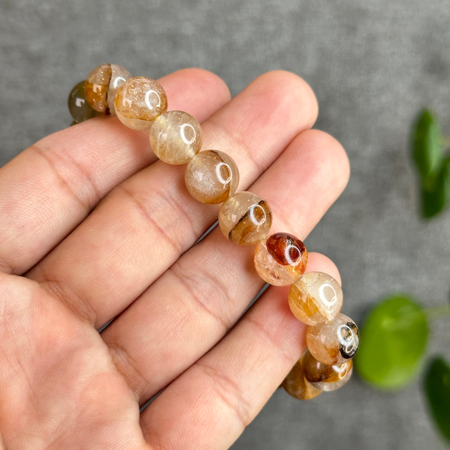 Fire Quartz with Golden Healer Bracelet Size 10.5 mm