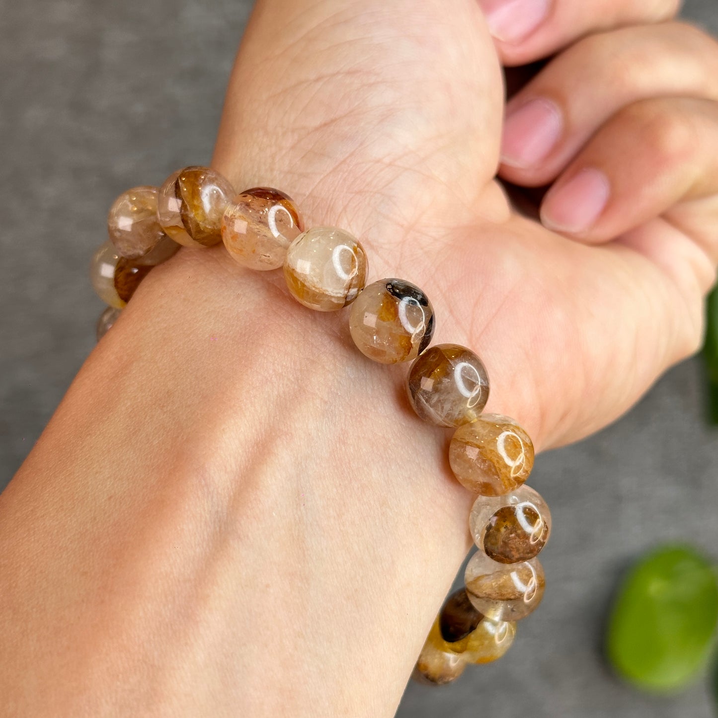 Fire Quartz with Golden Healer Bracelet Size 10.5 mm