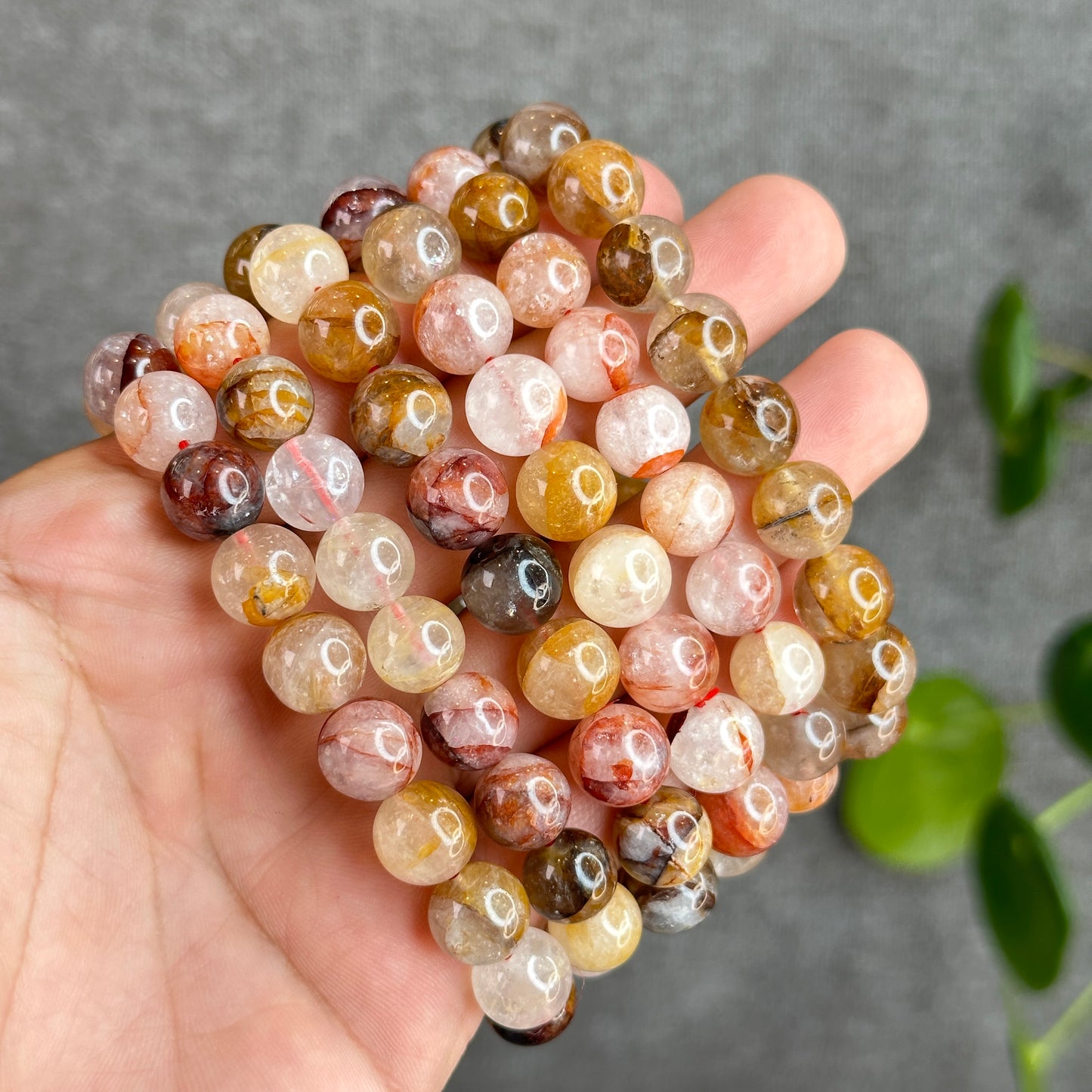 Fire Quartz with Golden Healer Bracelet Size 10.5 mm