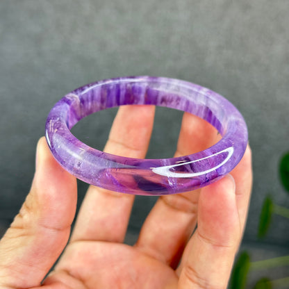 Natural Amethyst VIP Bangle Leaf Style Size 57 mm