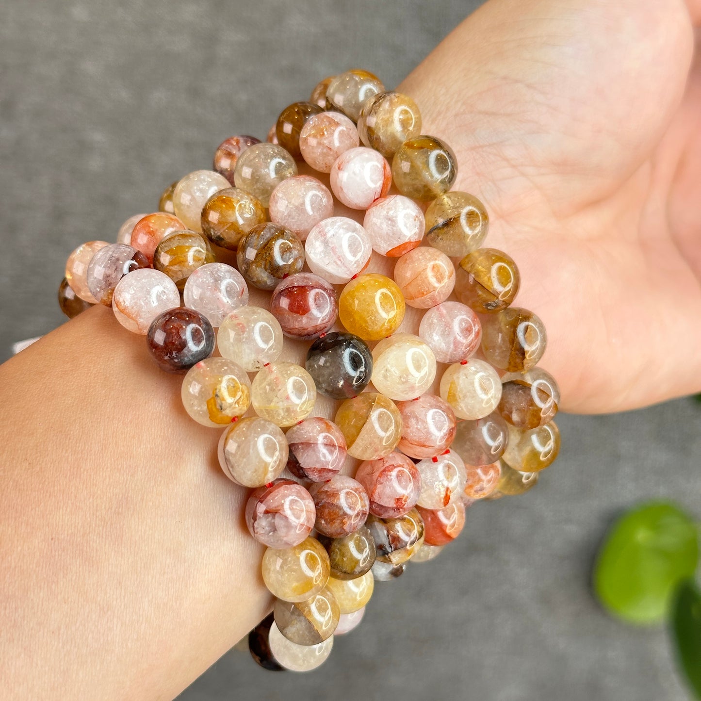 Fire Quartz with Golden Healer Bracelet Size 10.5 mm