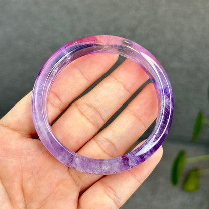 Natural Amethyst VIP Bangle Leaf Style Size 57 mm