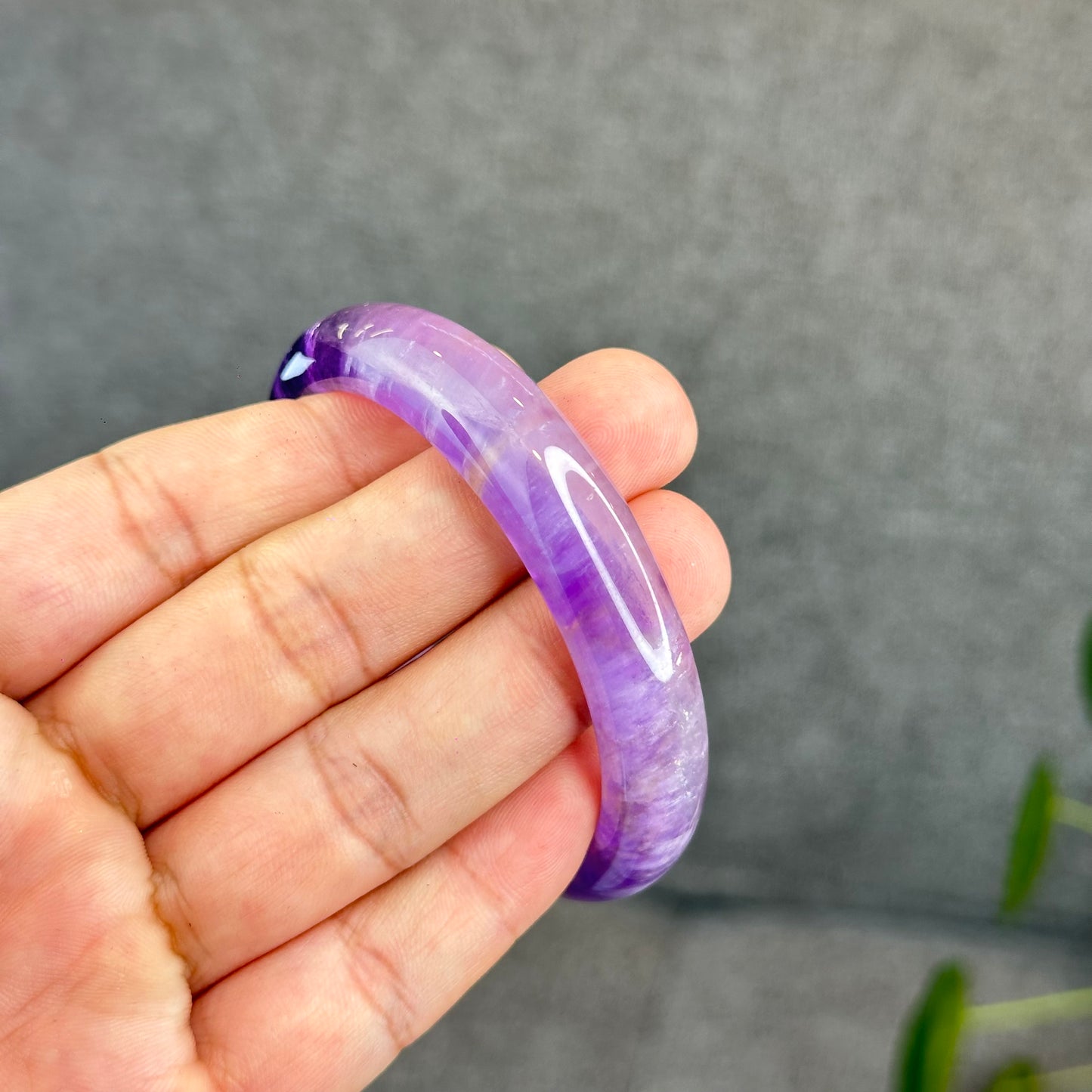 Natural Amethyst VIP Bangle Leaf Style Size 57 mm