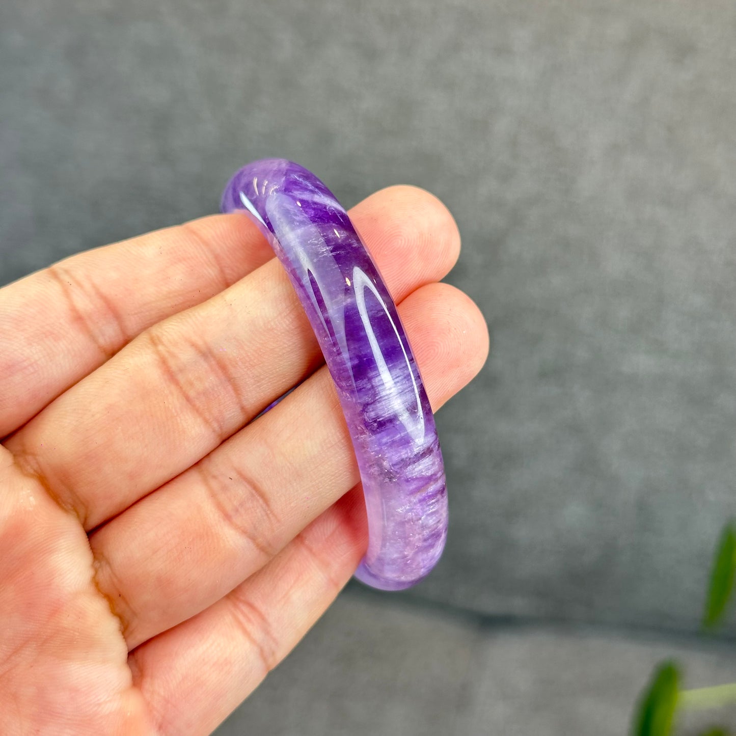 Natural Amethyst VIP Bangle Leaf Style Size 57 mm