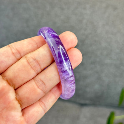 Natural Amethyst VIP Bangle Leaf Style Size 57 mm
