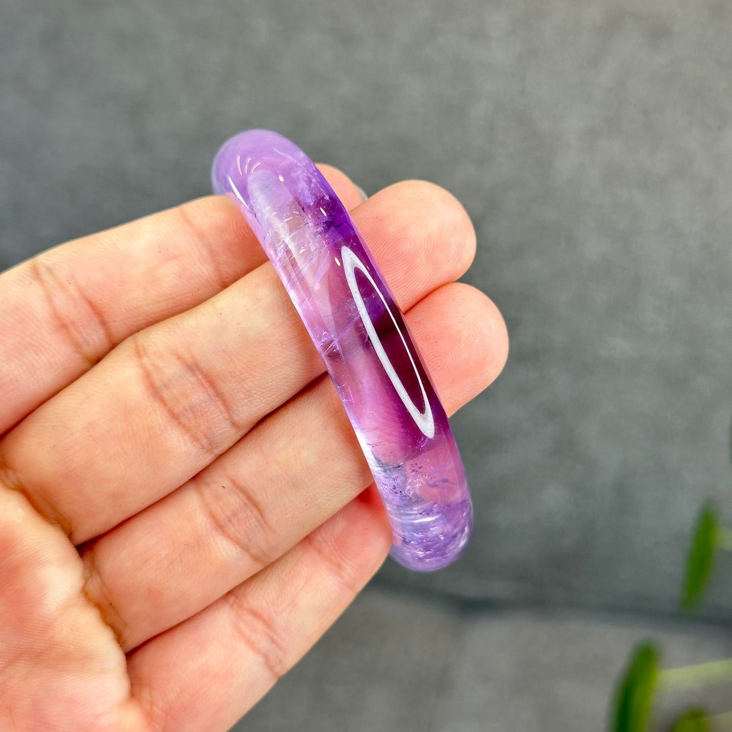 Natural Amethyst VIP Bangle Leaf Style Size 57 mm