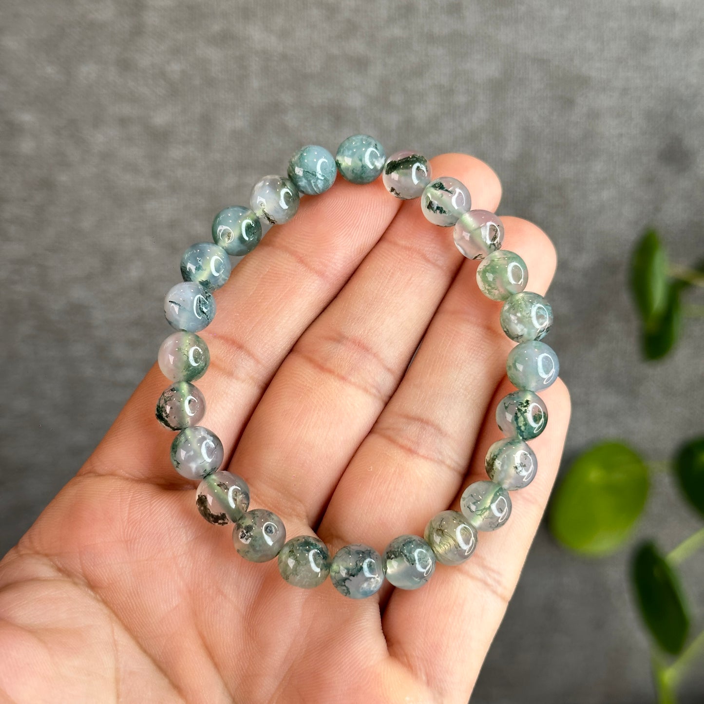 Moss Agate Bracelet Size 8.3 mm