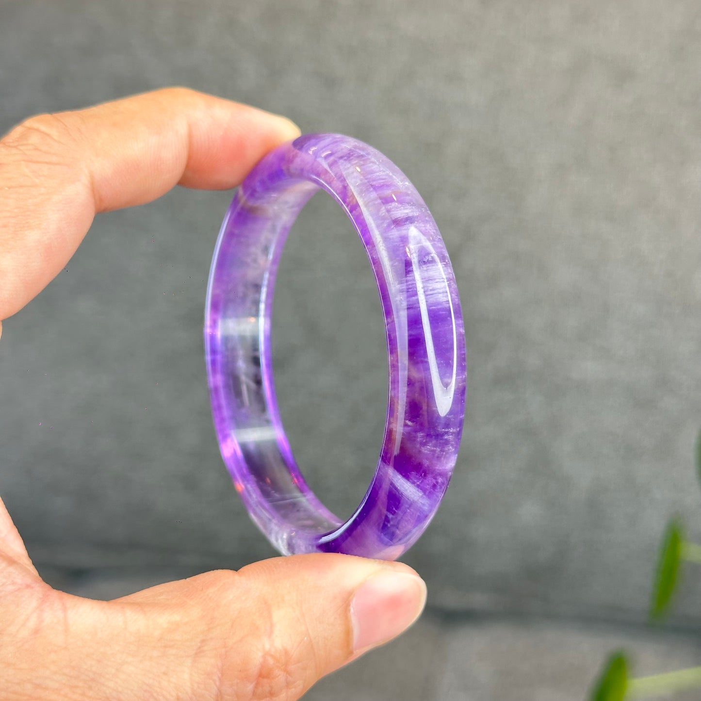 Natural Amethyst VIP Bangle Leaf Style Size 57 mm