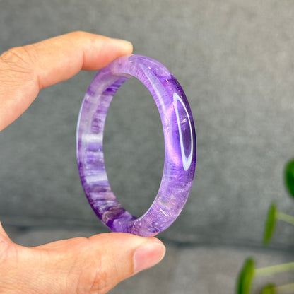 Natural Amethyst VIP Bangle Leaf Style Size 57 mm