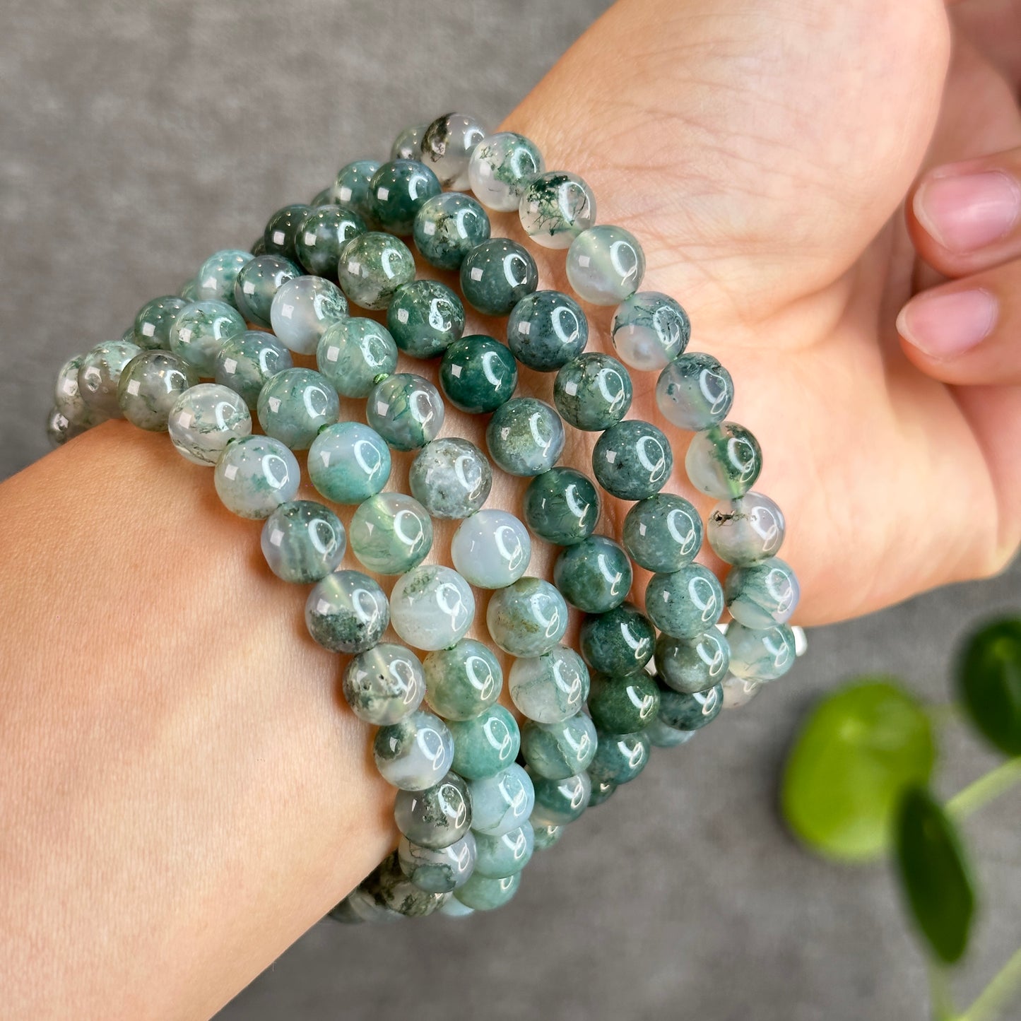 Moss Agate Bracelet Size 8.3 mm