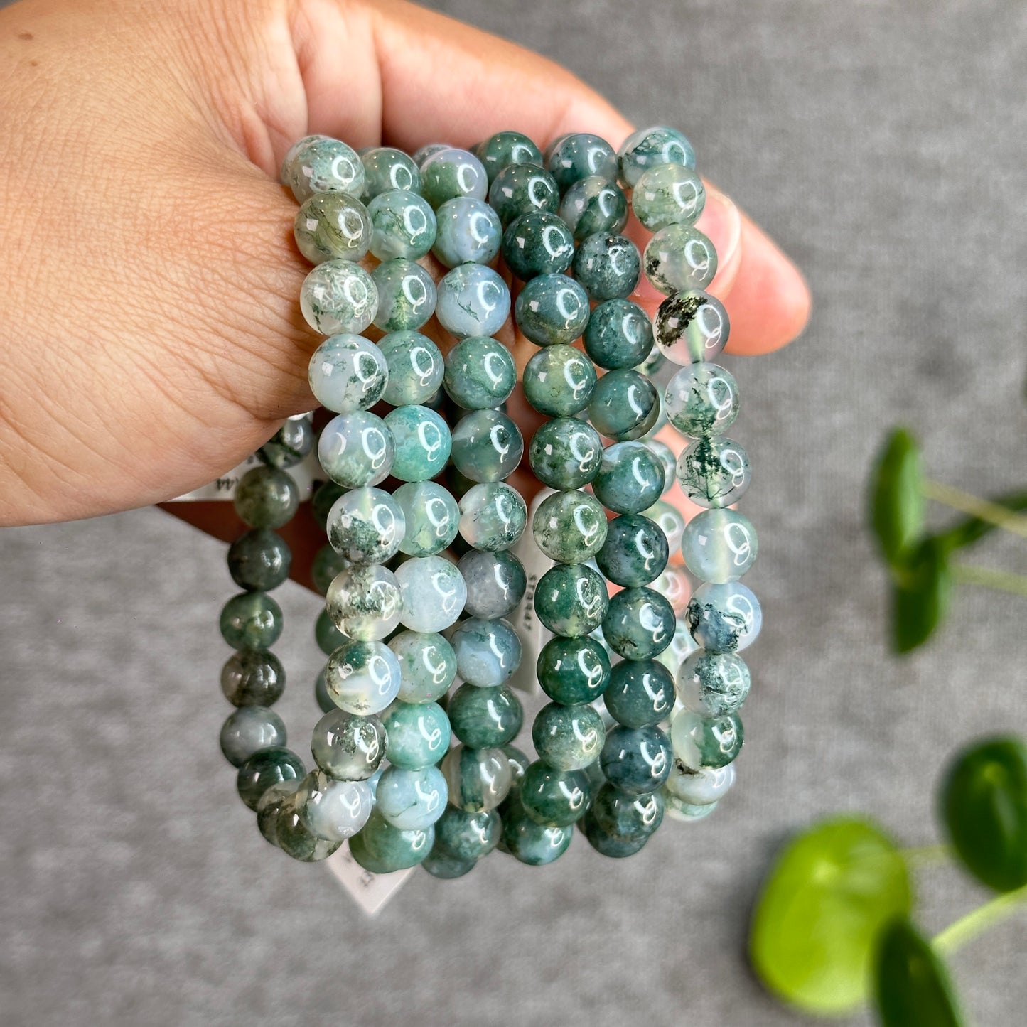 Moss Agate Bracelet Size 8.3 mm