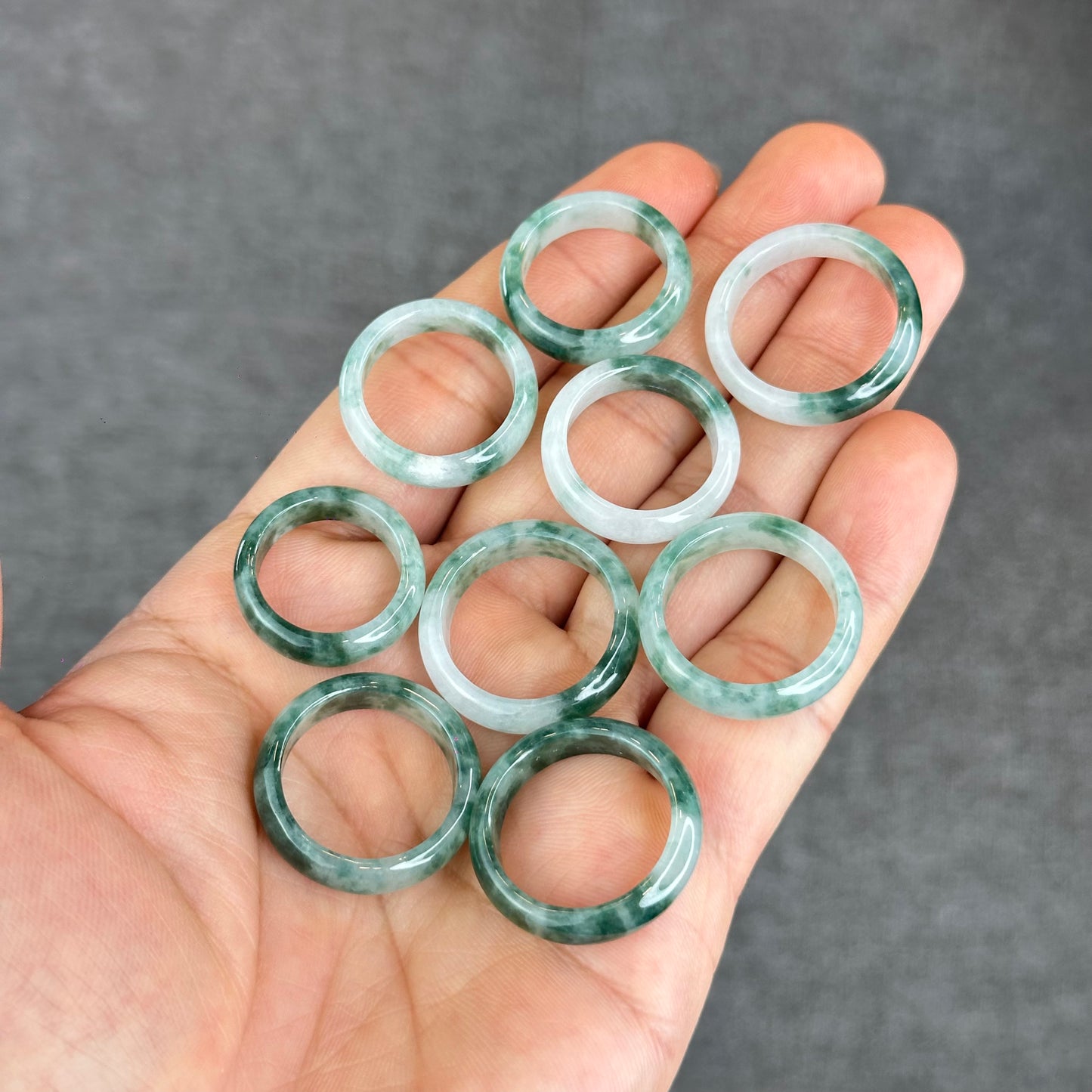 Natural Dark Floating Floral Moss Green Translucent Jadeite Jade Type A Ring Leaf Style Size 1.6