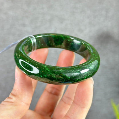 Natural Nephrite Jade Bangle Leaf Style Size 57 mm