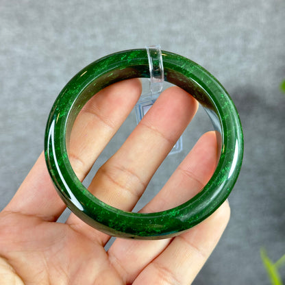 Natural Nephrite Jade Bangle Leaf Style Size 57 mm