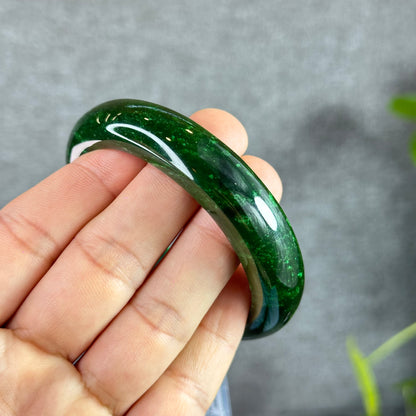 Natural Nephrite Jade Bangle Leaf Style Size 57 mm