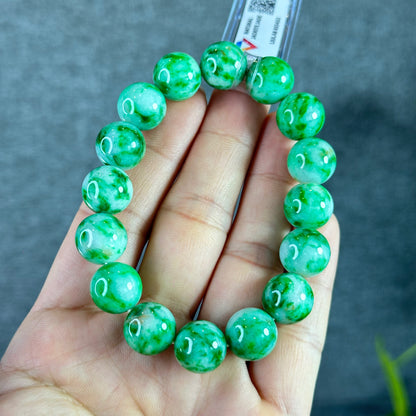 Bright Apple Green Natural Jadeite Jade Bracelet Type A Size 12.5 mm