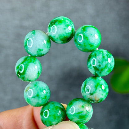 Bright Apple Green Natural Jadeite Jade Bracelet Type A Size 12.5 mm