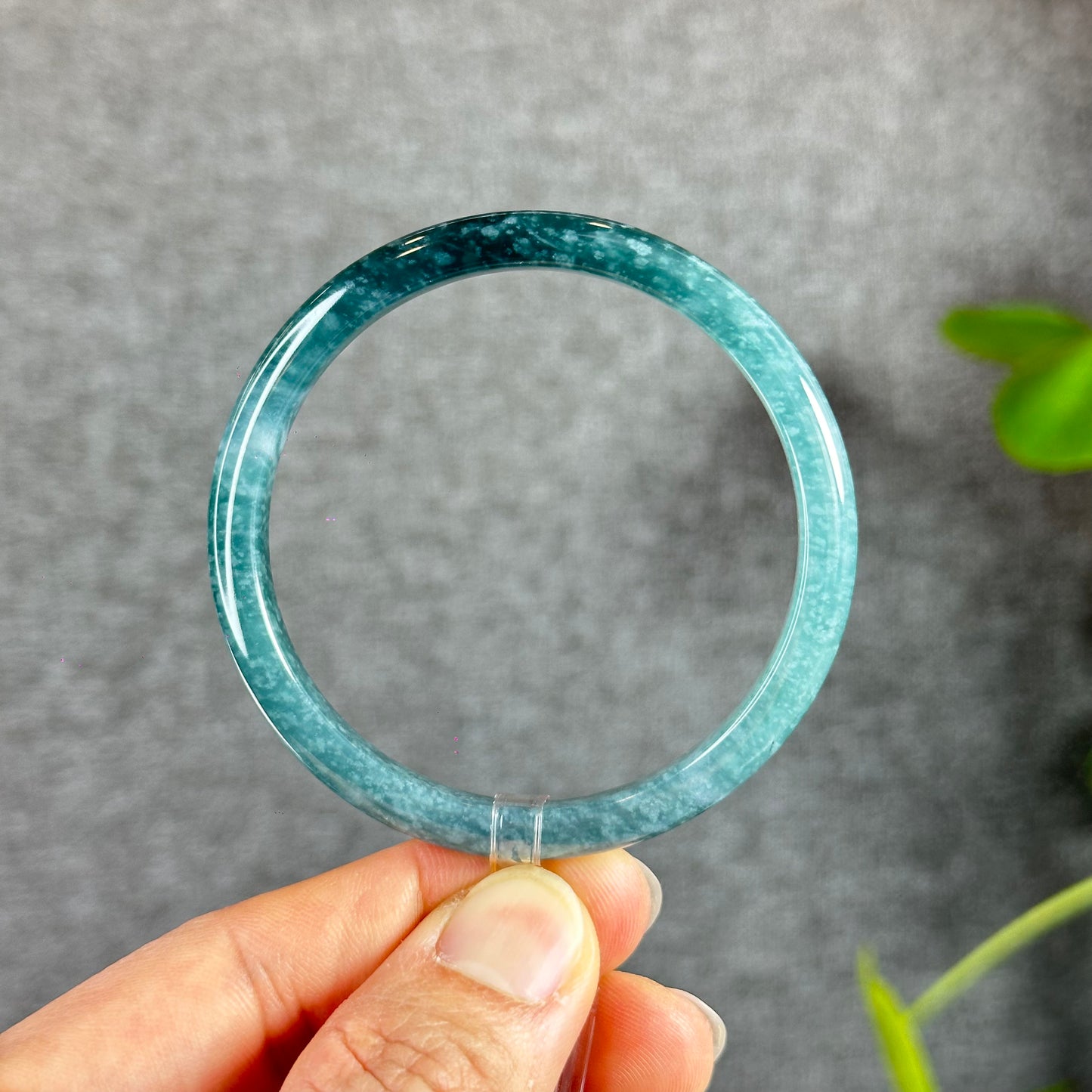 Water Green Natural Jadeite Jade Bangle Thin Leaf Style Size 55.5 mm