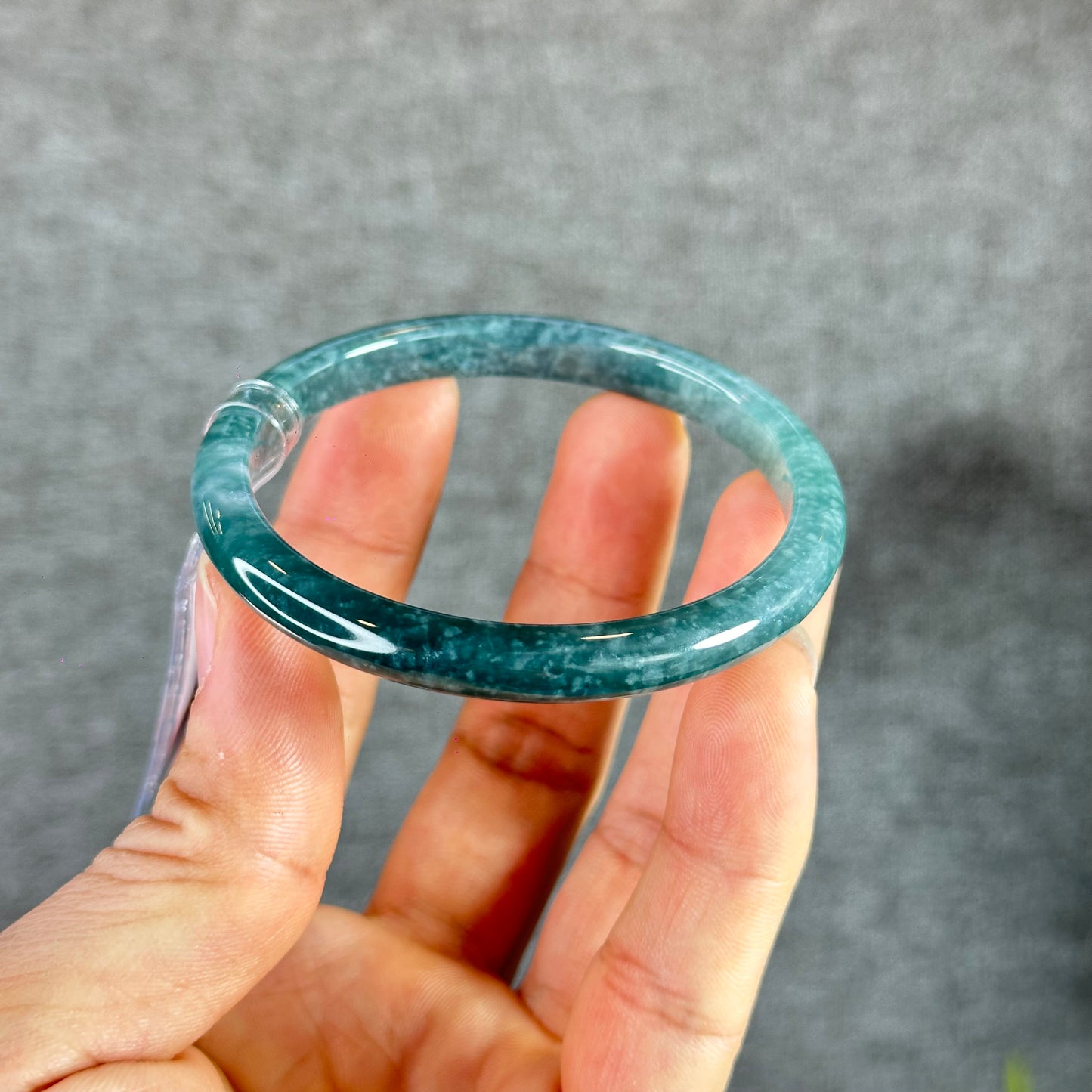 Water Green Natural Jadeite Jade Bangle Thin Leaf Style Size 55.5 mm