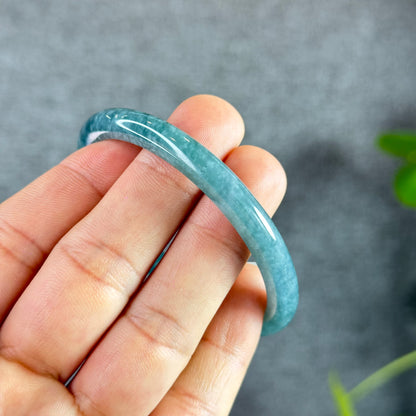 Water Green Natural Jadeite Jade Bangle Thin Leaf Style Size 55.5 mm