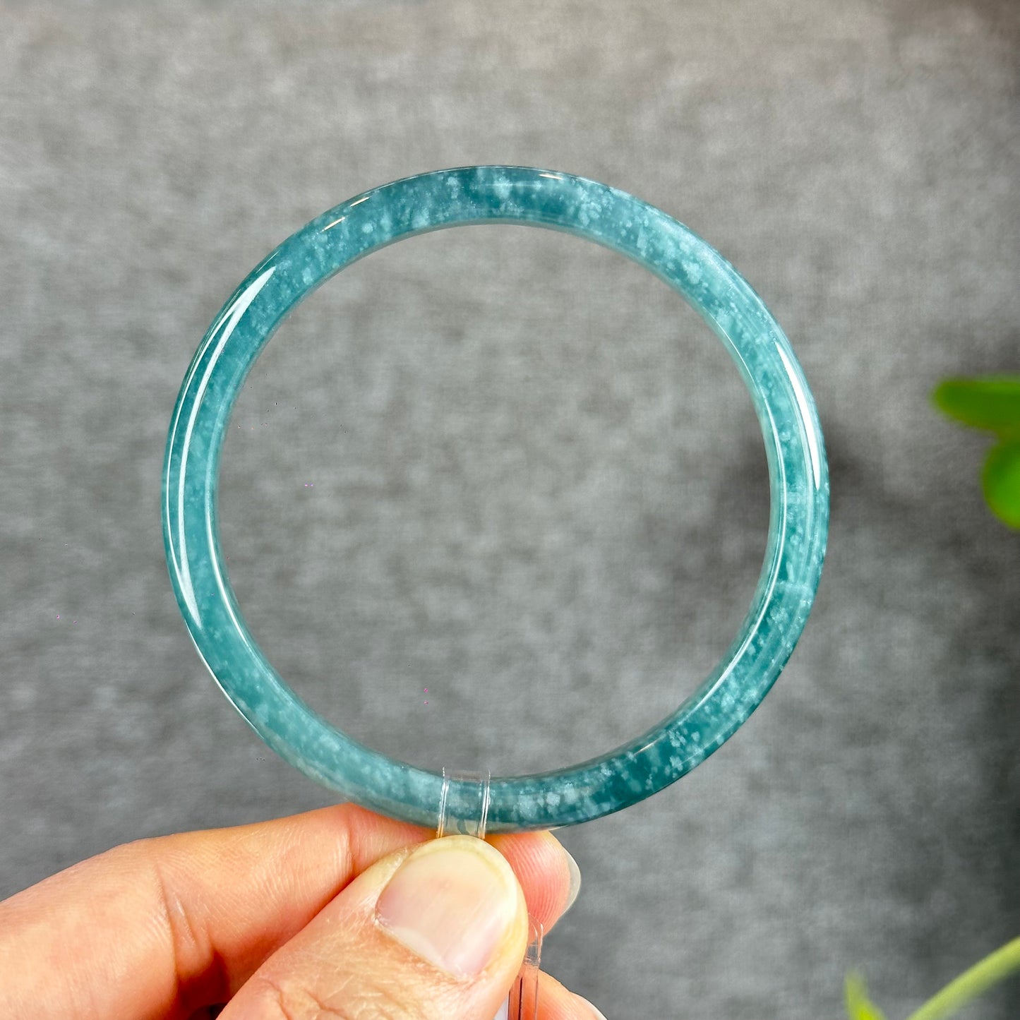 Water Green Natural Jadeite Jade Bangle Thin Leaf Style Size 60.8 mm