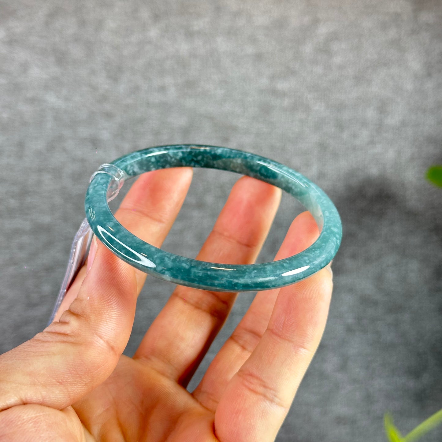 Water Green Natural Jadeite Jade Bangle Thin Leaf Style Size 60.8 mm