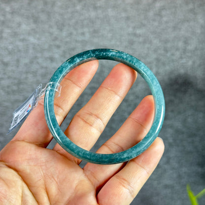 Water Green Natural Jadeite Jade Bangle Thin Leaf Style Size 60.8 mm