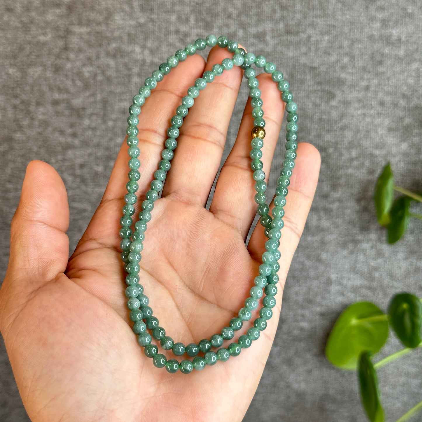 Light Water Green Jadeite Jade Triple Wrap Bracelet Size 4.5mm