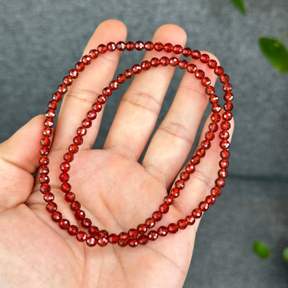 Natrual Faceted Orange Garnet Triple Wrap Bracelet size 4.5 mm
