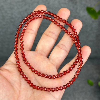 Natrual Faceted Orange Garnet Triple Wrap Bracelet size 4.5 mm
