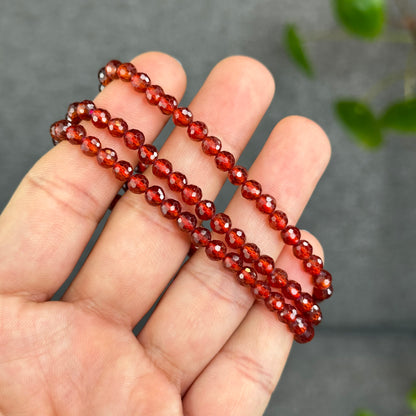 Natrual Faceted Orange Garnet Triple Wrap Bracelet size 4.5 mm