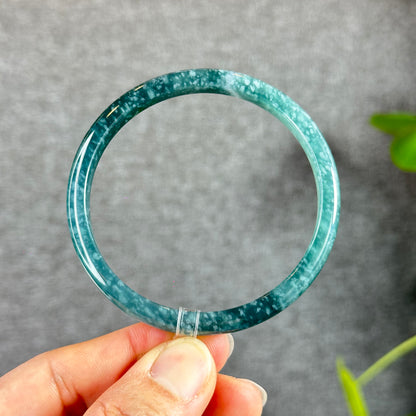 Water Green Jadeite Jade Bangle Thin Leaf Style Size 61 mm